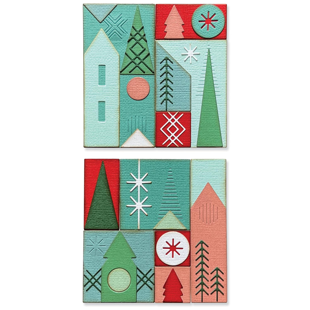 Sizzix Thinlits Stanzformenset, 27er-Pack Holiday Blocks von Tim Holtz | 666335 | Hauchdünne Stanzfo