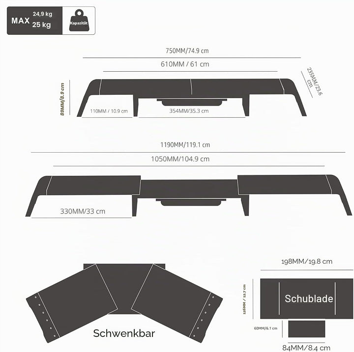 Fenge Dual Monitorständer Bildschirmständer aus Holz für Computer TV Laptop,Monitor Stand Swivel Län