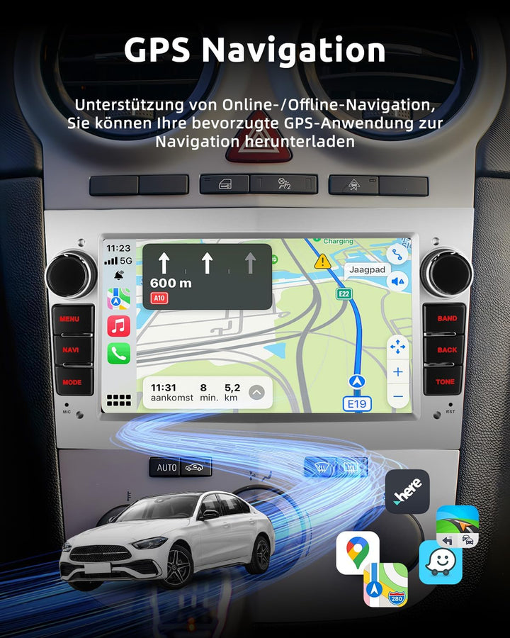 ESSGOO 2+64G Wireless Autoradio Android 14 mit Carplay und Android Auto Für Opel Astra H Corsa C/D V