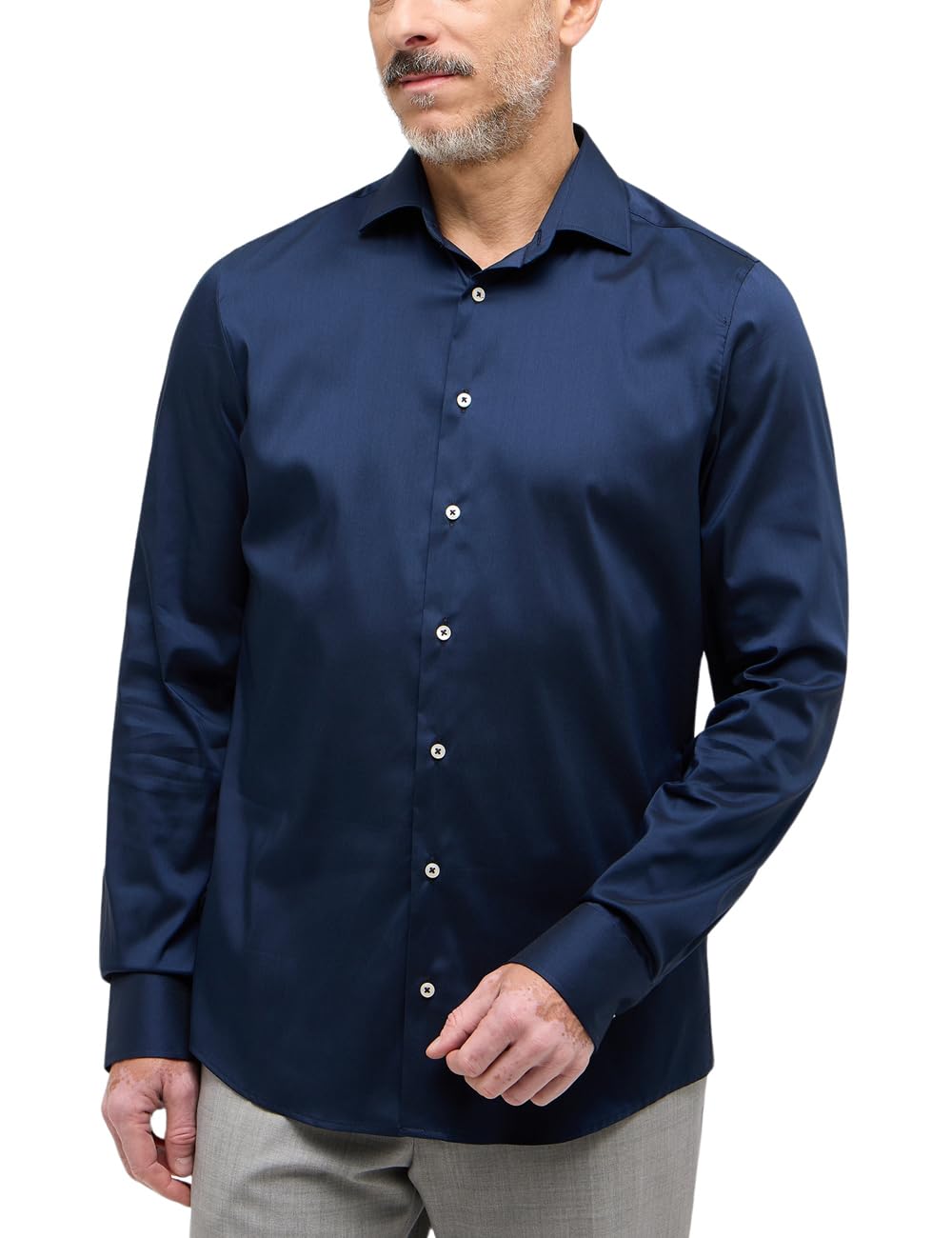 eterna Herren Langarmshirt Slim Fit Performance Shirt Stretch Navy Uni Hemd 44 Nachtblau, 44 Nachtbl