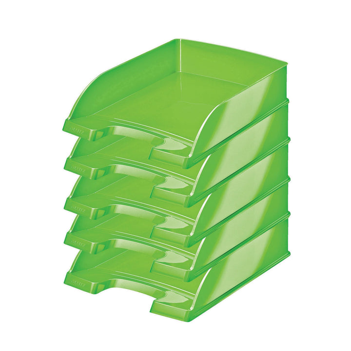 Leitz Briefkorb, A4, 5er Pack, Grün, WOW-Serie, 52263054 Grün 5 Stück, Grün 5 Stück