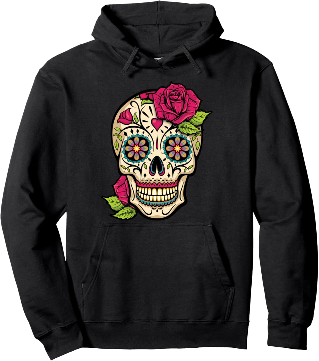 Zuckerschädel, Tag der Toten, Dia de Los Muertos, Blumen Pullover Hoodie