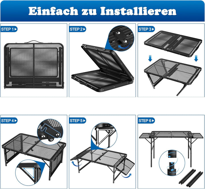 Campingtisch Klappbar Klapptisch Höhenverstellbar Gartentisch Balkontisch Camping Tisch mit Verlänge