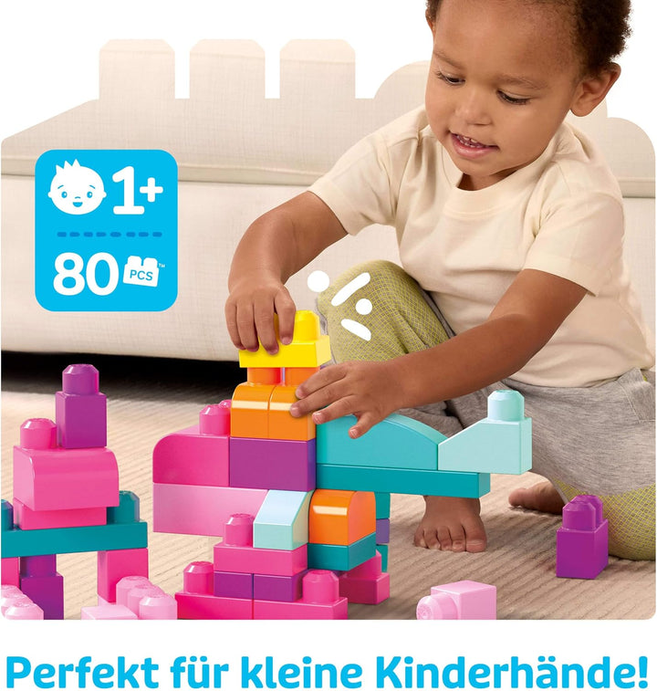 MEGA BLOKS Grosser Bausteinebeutel - 80 robuste Bausteine mit wiederverwendbarem Aufbewahrungsbeutel