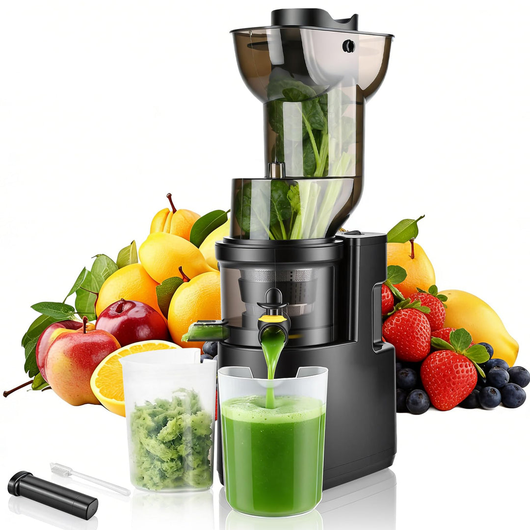 Entsafter Slow juicer 500W mit 98mm Grossem Einfüllschacht,Entsafter Gemüse und Obst Testsieger,Extr