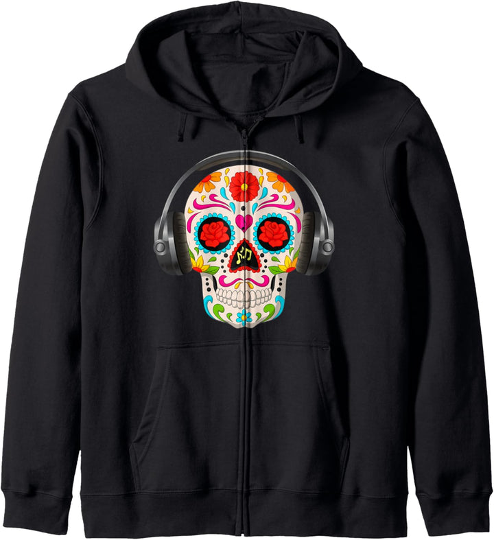 Dj Sugar Skull Headphones Kapuzenjacke