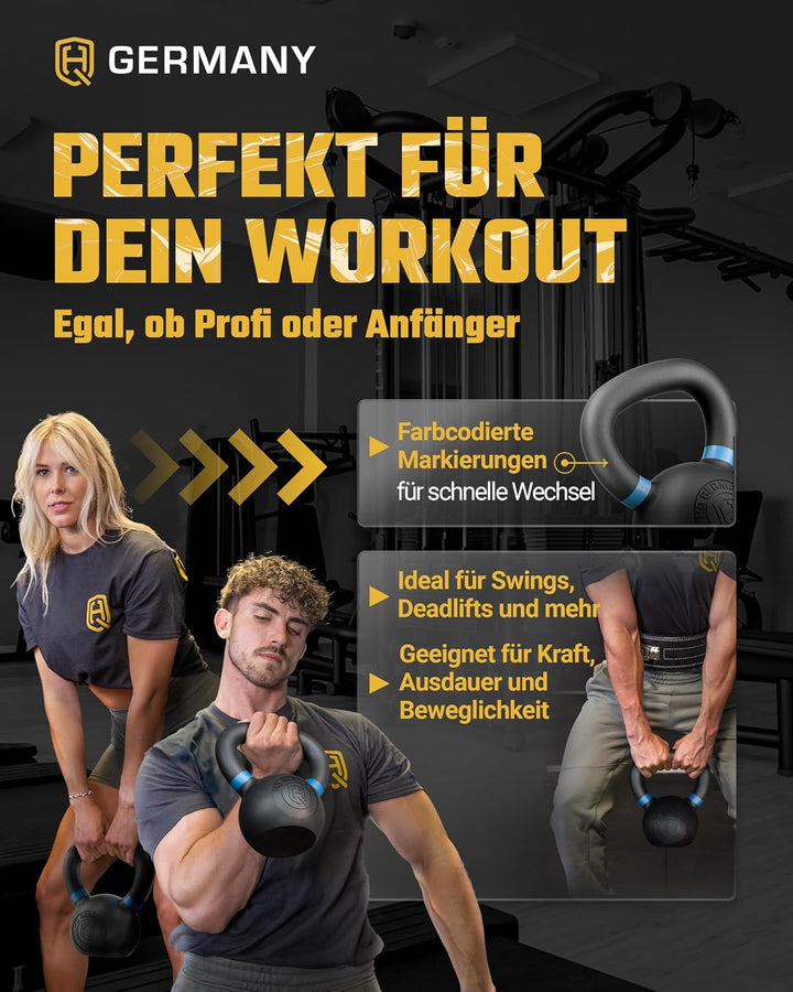 HQ Germany® Powdercoat Kettlebell | Vollguss | 2-32kg | Starter-Sets | ±2,0% Gewichtstoleranz 06KG,