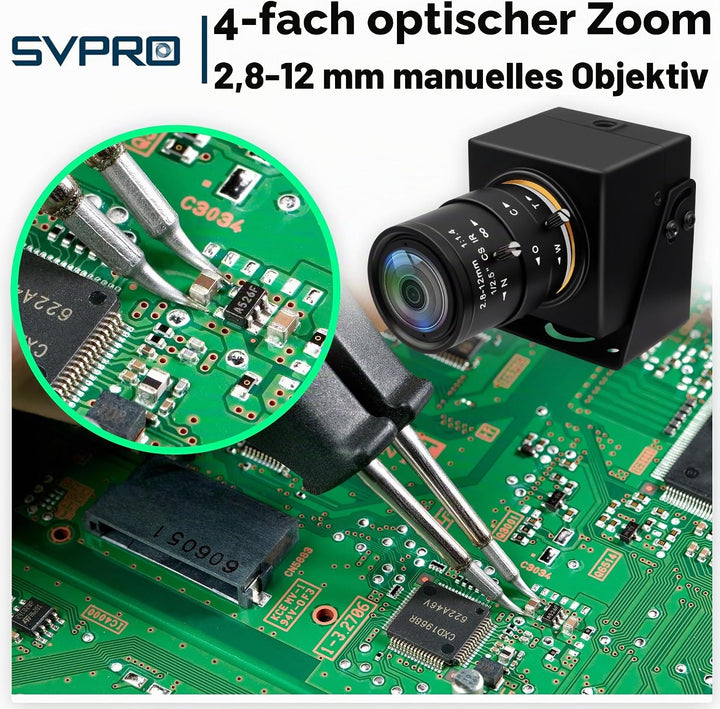 Svpro Global Shutter USB Kamera 2MP 90FPS Hochgeschwindigkeitskamera mit 2.8-12mm Zoomobjektiv, manu