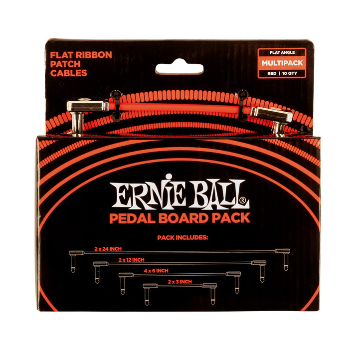 Ernie Ball Flachband-Patchkabel Pedalboard, Multi-Pack, Rot Rot Pedalboard Multipack, Rot Pedalboard