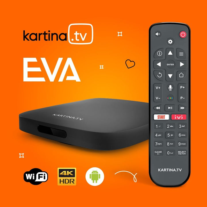 Kartina Eva IPTV Receiver von DuneHD mit Bluetooth-Fernbedienung. 4K, WiFi, USB, Micro SD, Android T