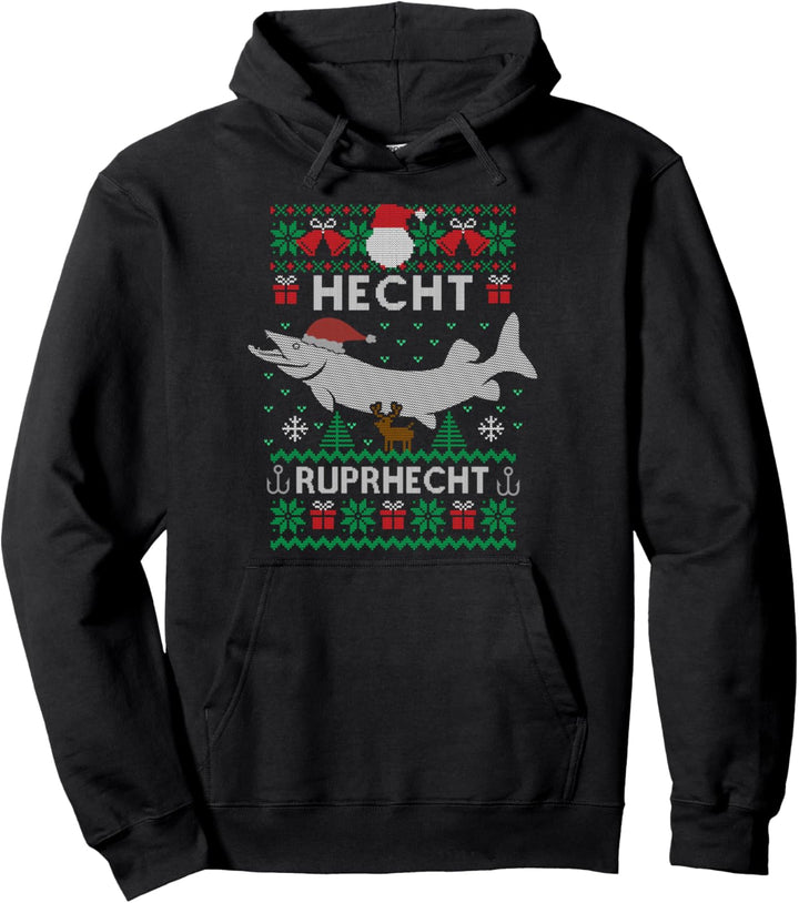 Hecht Ruprhecht I Lustiges Angler Angeln Raubfisch Ugly Pullover Hoodie