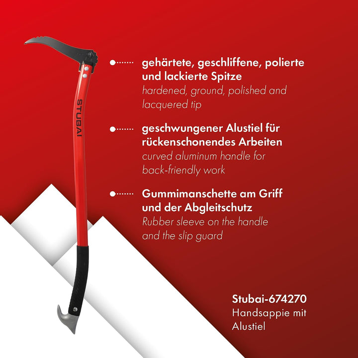 Stubai Handsappel mit Alustiel, geschweift 700 mm, 700 mm