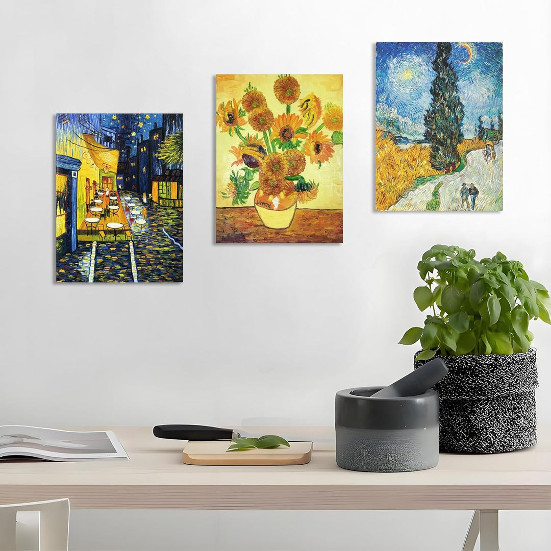 Handgemalte Ölgemälde auf Leinwand Vincent Van Gogh‘s berühmte klassische 3 Kunstwerke Kombination a