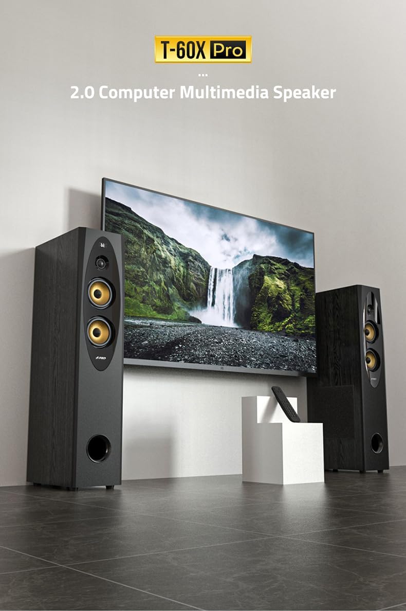 F&amp;D T-60X Pro Peak Power 240W Bluetooth Tower Lautsprecher (Schwarz, 2.0 K) USB AUX Optischer Touchs