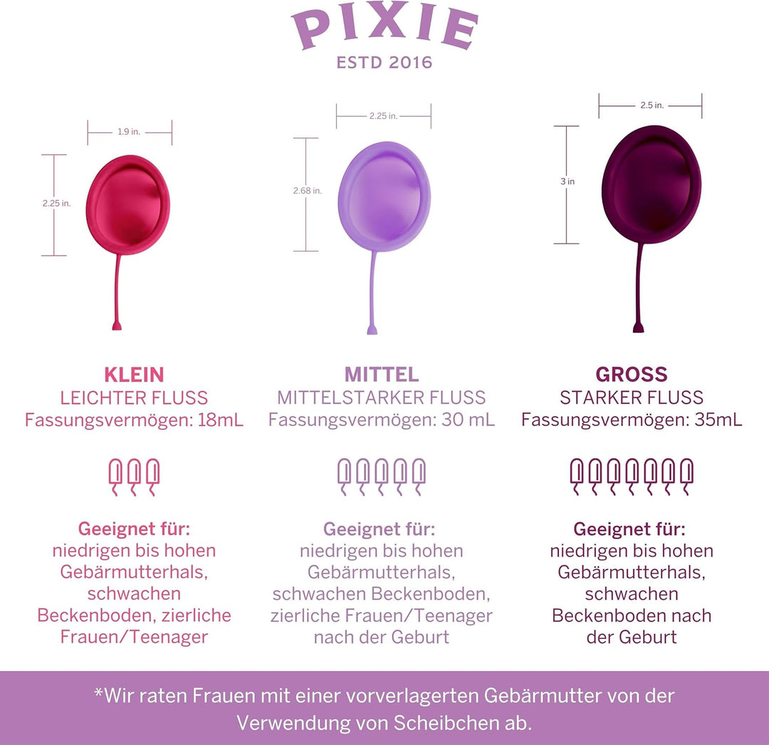 Pixie Menstruationsscheibe – Ohne Metalle &amp; Toxine – 100% med. Silikon – Platz 1 der weichsten wiede