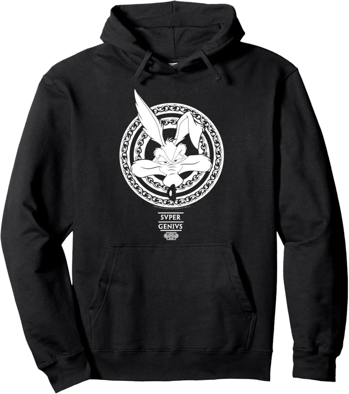 Looney Tunes Wile E Svper Genivs White Pullover Hoodie