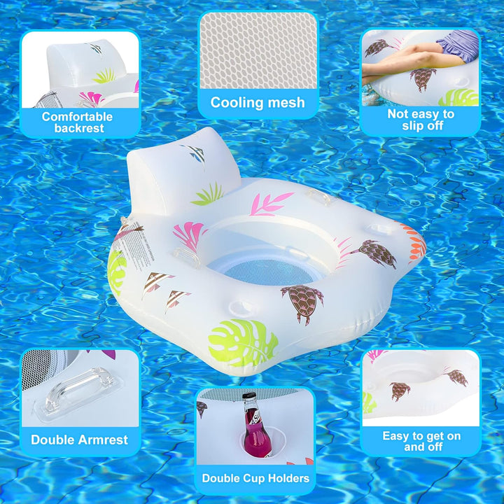LanBlu Aufblasbarer Pool Luftmatratze Schwimmsessel mit Farbe Wechselnden Licht, Solarbetriebene Luf