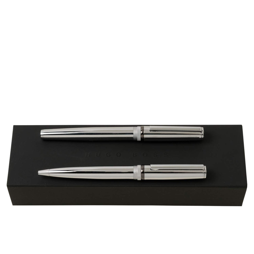 Geschenkset Gear Chrome (Kugelschreiber &amp; Tintenroller) Kugelschreiber + Tintenroller Chrom, Kugelsc
