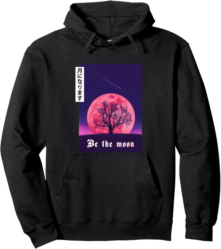 Aesthetic Vaporwave Japanese Aesthetic Mond - Be The Moon Pullover Hoodie