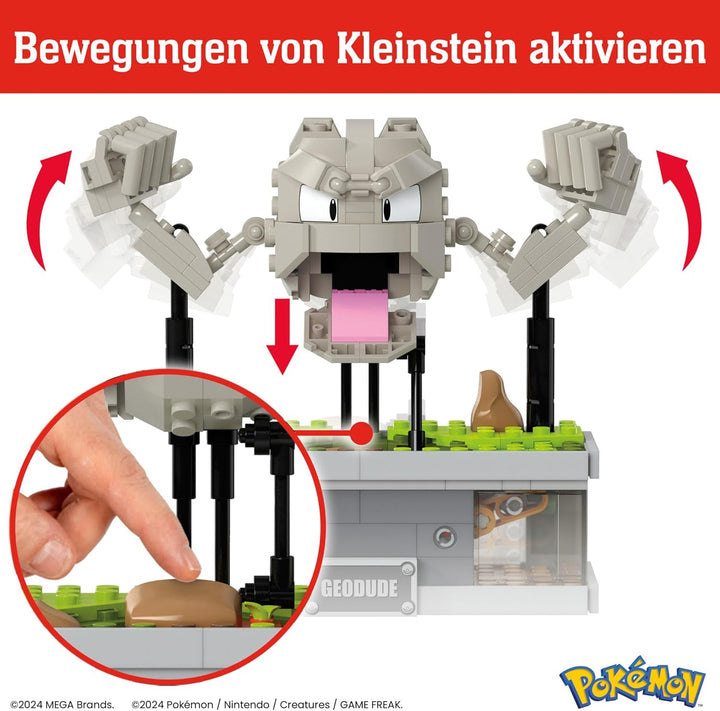 MEGA Pokémon Actionfigur-Bauset, Mini Motion-Kleinstein mit 343 Teilen und Schlagbewegung, Spielzeug
