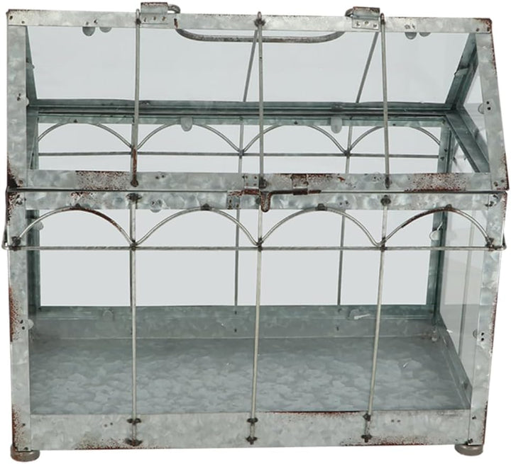 Esschert Design USA ZB22 Gewächshaus/Terrarium im Vintage-Look, silberfarben