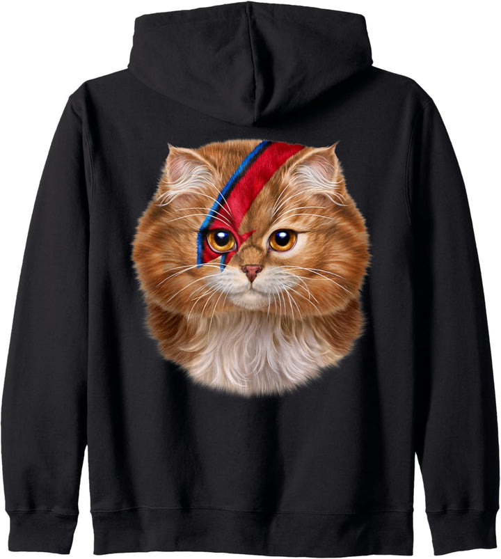 Orange Katzengesicht gemalt mit rotem Blitz Kapuzenjacke