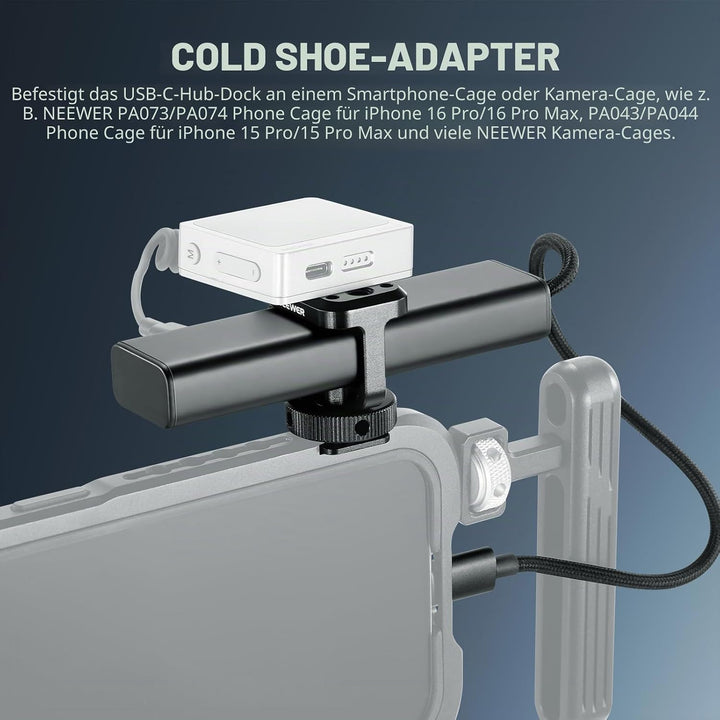 NEEWER USB C Hub Dock mit Cold Shoe Adapter, 4 in 1 Multiport Adapter Dongle mit 3 x USB C Port 3.1