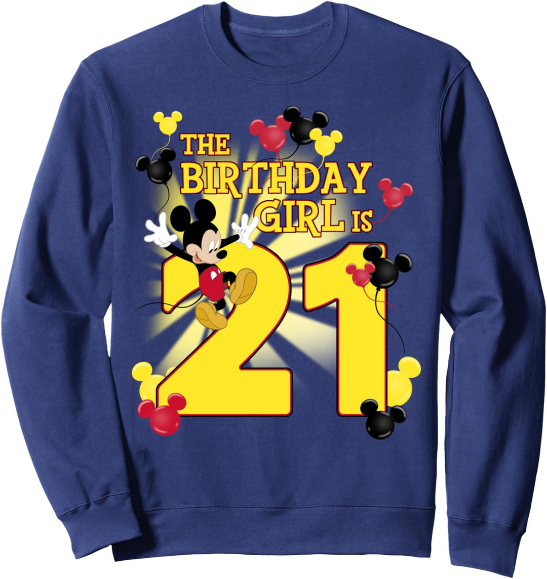 Disney Mickey &amp; Friends 21 Year Old Birthday Girl Sweatshirt