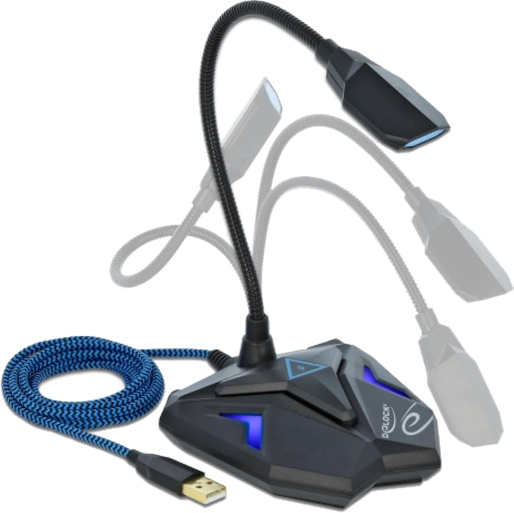 Delock Desktop USB Gaming Mikrofon mit Schwanenhals und Mute Button, 66330