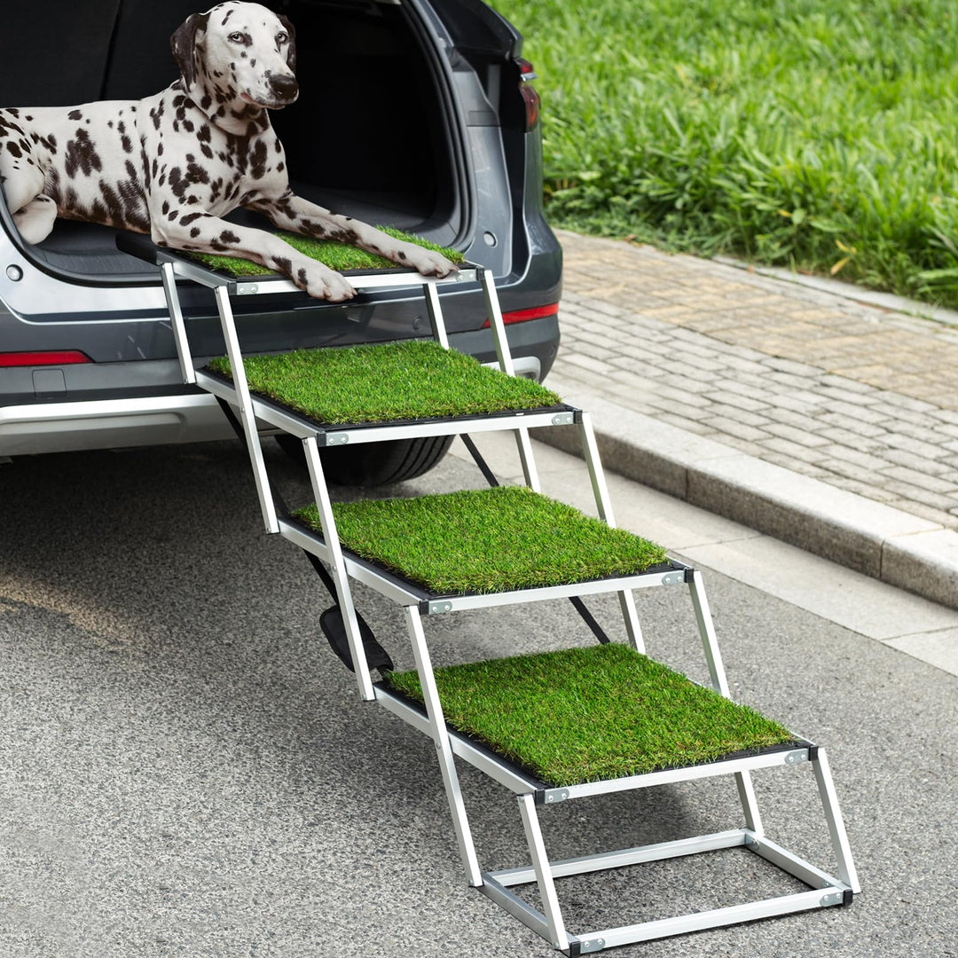 Extra Breit Hunderampe Auto Klappbar,Hundetreppe für Grosse Hunde mit rutschfeste Kunstrasen-Oberflä