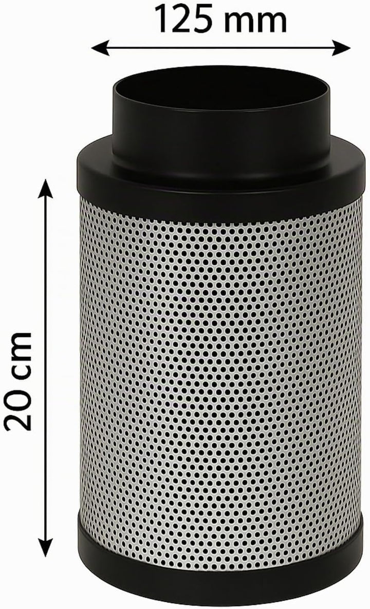 Weedness Airontek Aktivkohlefilter Grow 240 m³/h 125 mm 20 cm - Anti Geruch Belüftung Geruchsfilter