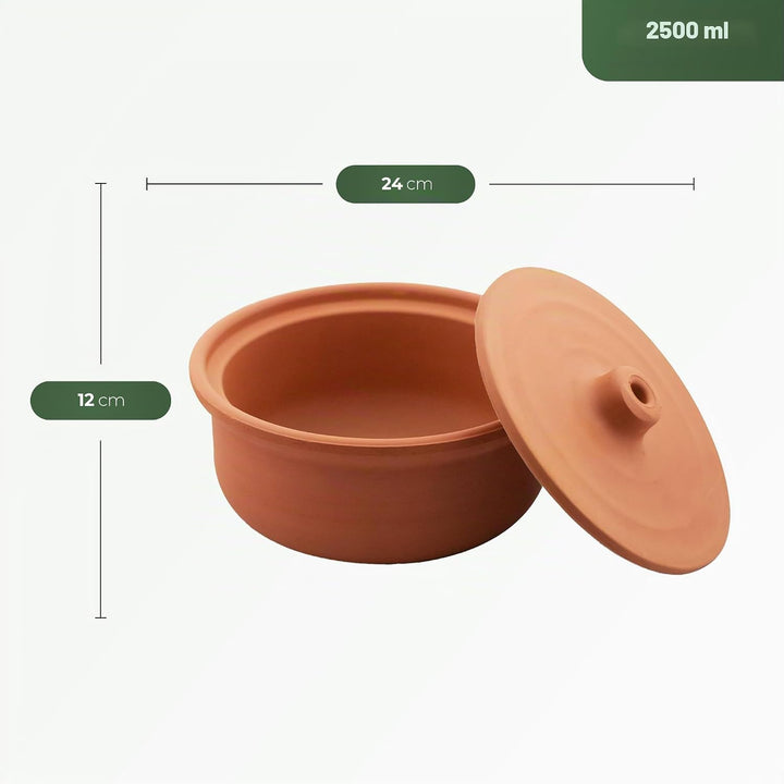 NORDIC SCHILLER Schmortopf 2500ml, 24x12cm, Terrakotta mit Glasierter Innenbeschichtung, Backofen-Mi