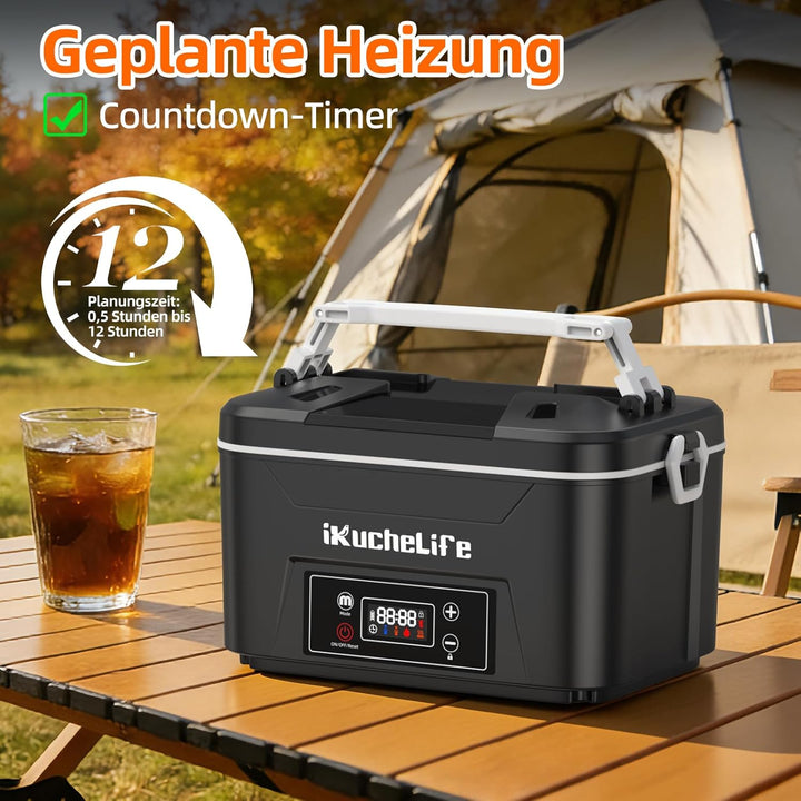 Elektrische Lunchbox Erwachsene mit Akku, 1200ML Beheizbare Lunchbox mit Edelstahlbesteck,Touchscree