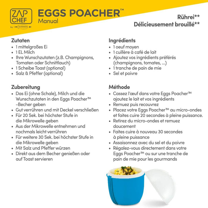 Durandal Eierkocher Mikrowelle | Crackin‘ Egg Mikrowellen Eierkocher | Ideal zum pochieren &amp; als Ome