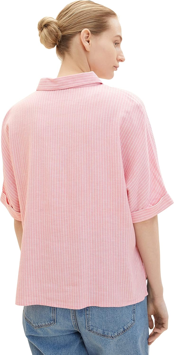 TOM TAILOR Damen Basic Bluse mit Streifen, 40 32065 - Rose Offwhite Stripe