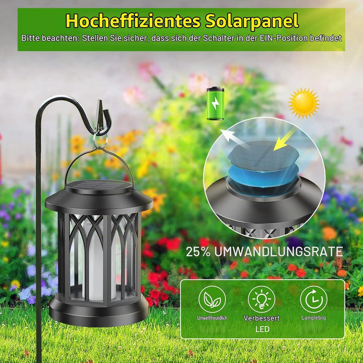 Garten Solarlampen für Aussen Hängend, GEARLITE 2 Stücke Solar Laternen für Draussen mit Realistisch