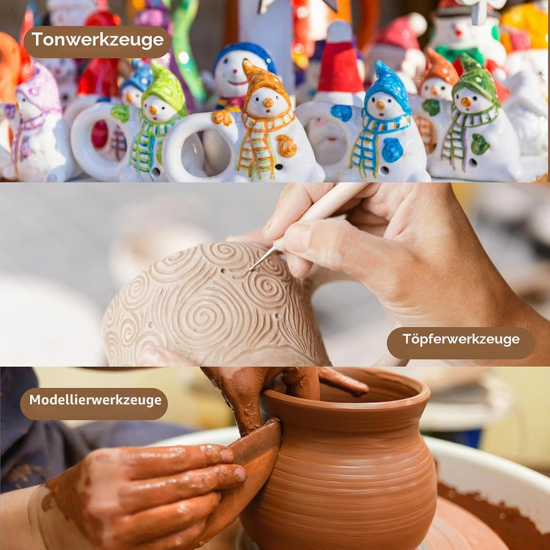 xiaowanwan 30 Stück Modellierwerkzeug Ton,Töpferwerkzeug Set,Sculpting Keramik Clay Tools,Polymer Cl
