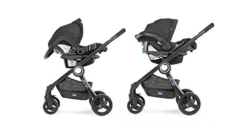 Chicco 06079418950000 Urban Plus Gestell mit Halbfester Babyschale inklusiv Regenschutz, Frontbügel,