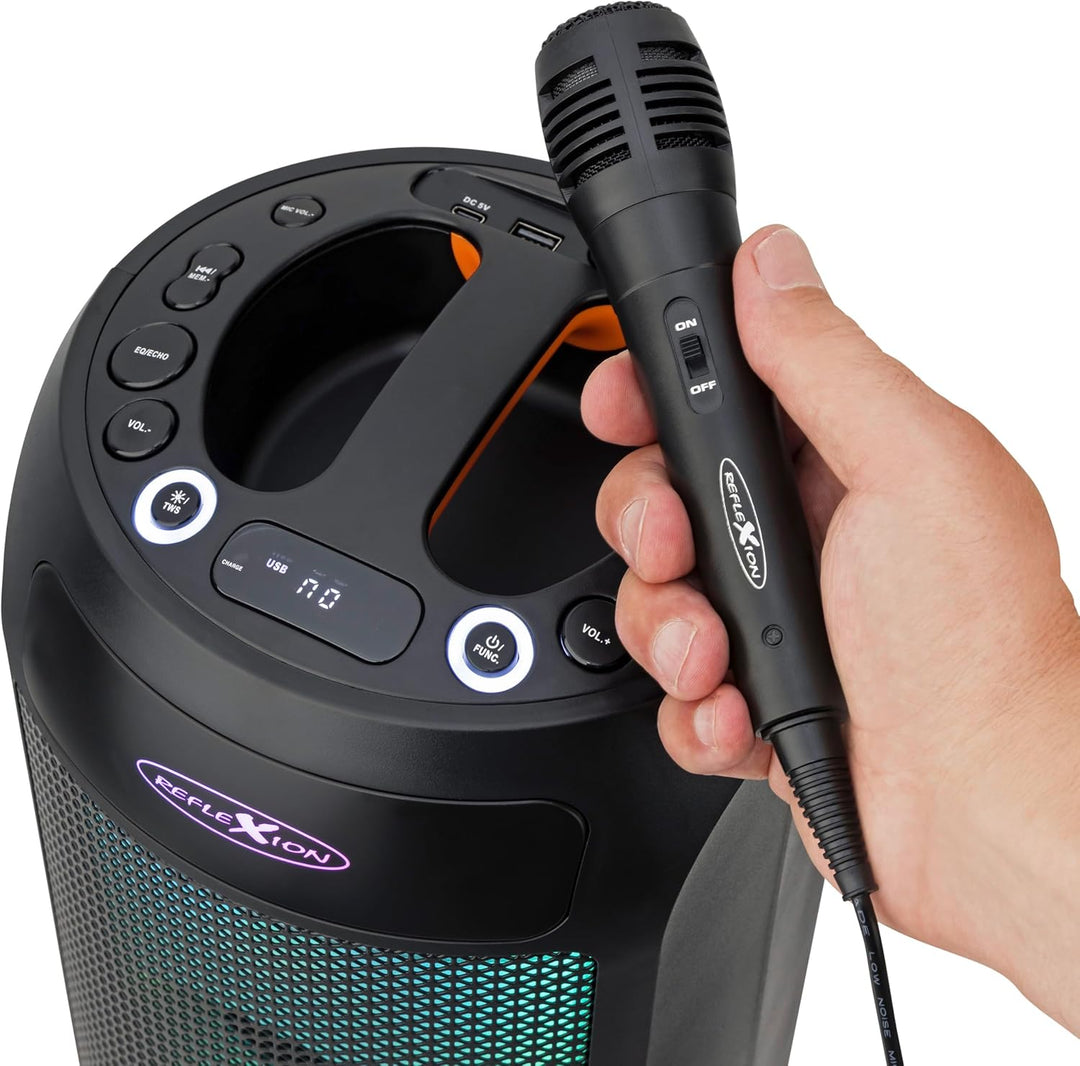 REFLEXION PSX30BT 240W Bluetooth Lautsprecher mit LED-Flammenlicht – Tragbarer TWS Speaker mit Mikro