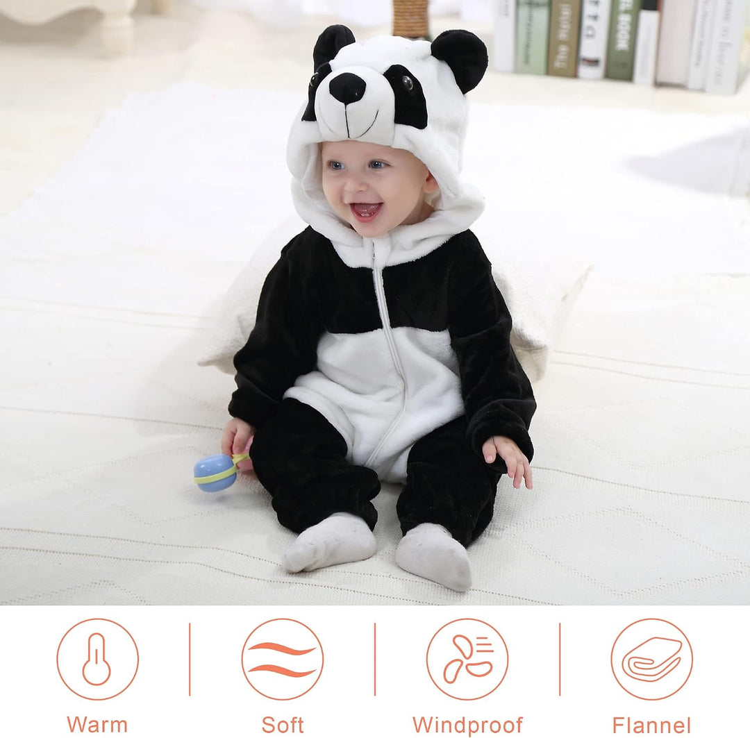 COOKY.D Unisex Winter Hooded Romper Jumpsuit 2-36 Months 6-12 Monate panda, 6-12 Monate panda