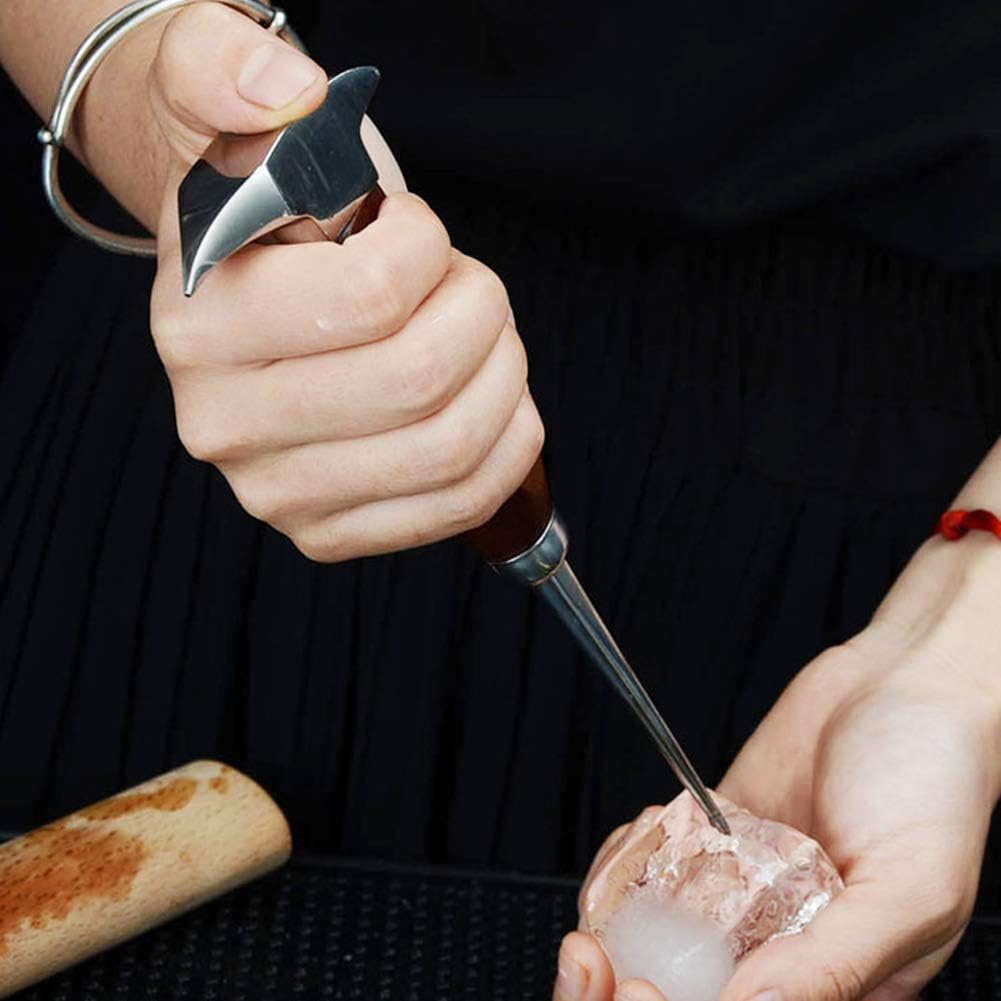 Eispickel Edelstahl für Küchenbars Cone Cuber Muddler Hammer, 6,7" mit Sicherheitsgriff