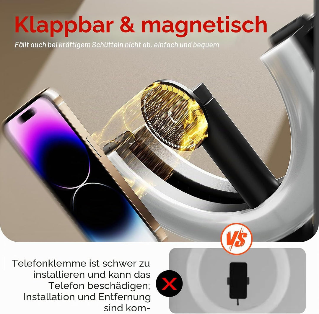 Magnetisches 10" Ringlicht,Klappbar &amp; 360° Drehbar,10W, 120 LEDs, 5000mAh, Dimmbar Mit Memory,Für Li