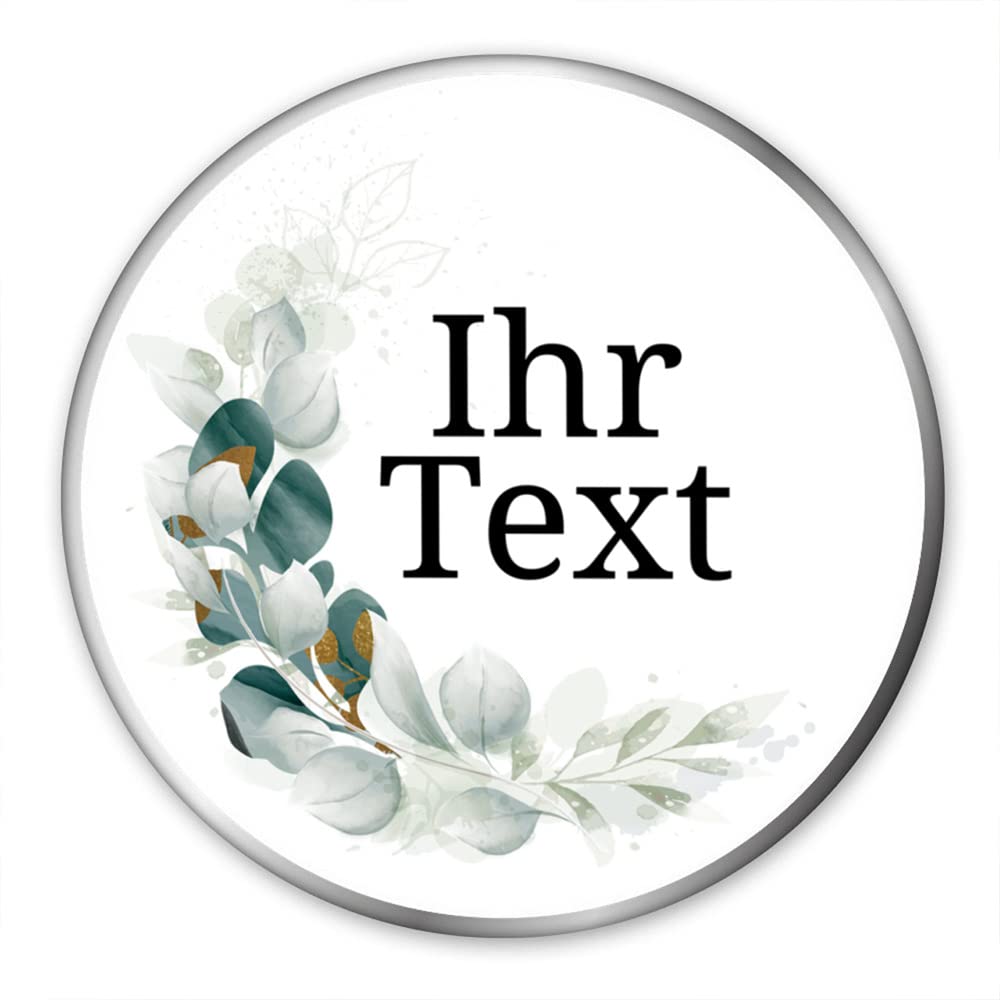 STEMPEL-FABRIK – personalisierbare runde Dose mit Name oder Wunschtext – Aquarell Motiv mit grüner M