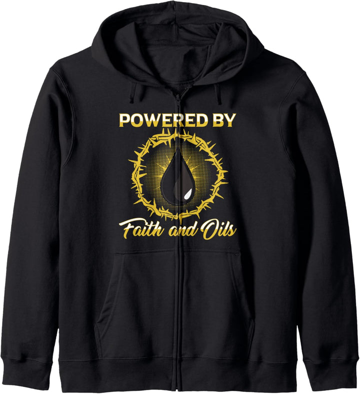Powered By Faith And Oils Lustige ätherische Öle Kapuzenjacke