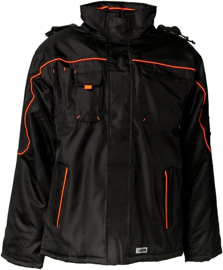 Planam Outdoor Winter Herren Piper Jacke schwarz orange Modell 3535 Grösse M schwarz/orange M, schwa