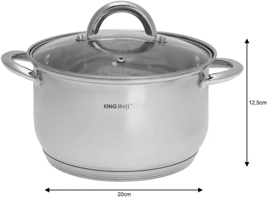 6-teilig Topfset mit Deckel Induktion Topf Glasdeckel (Silber, Model 2) Ø18,20,24cm, &amp;
