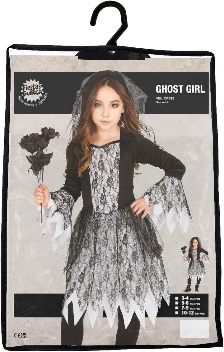 FIESTAS GUIRCA Gothic Braut Kostüm für Mädchen 7-9 Jahre, 7-9 Jahre