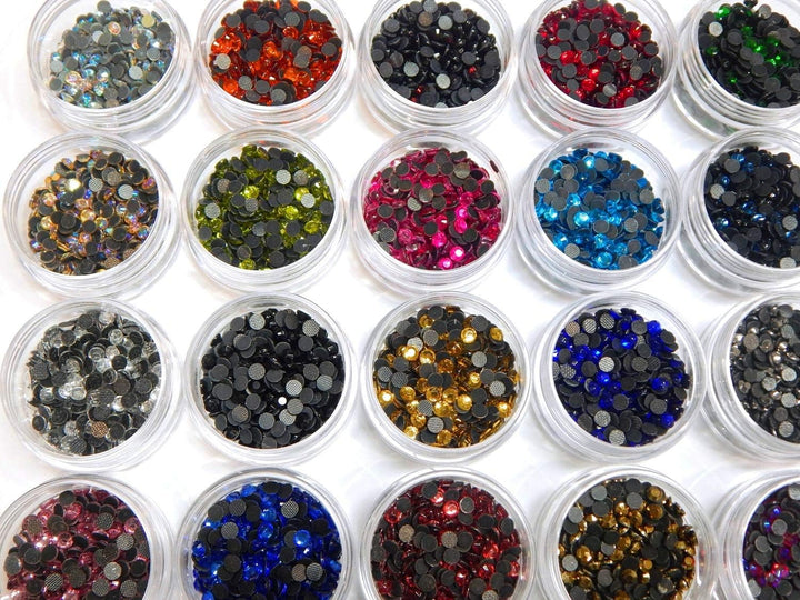 Perlin Hotfix Strasssteine Glitzersteine, Glass Strass Perlen zum Aufbügeln, AAA Qualität, 20 Farben