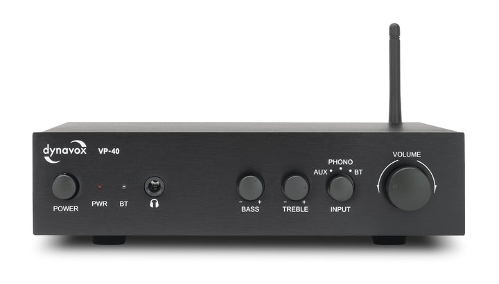 Dynavox VP-40 Stereo-Verstärker, kompakter HiFi-Verstärker mit Phono-Eingang für Plattenspieler, BT-
