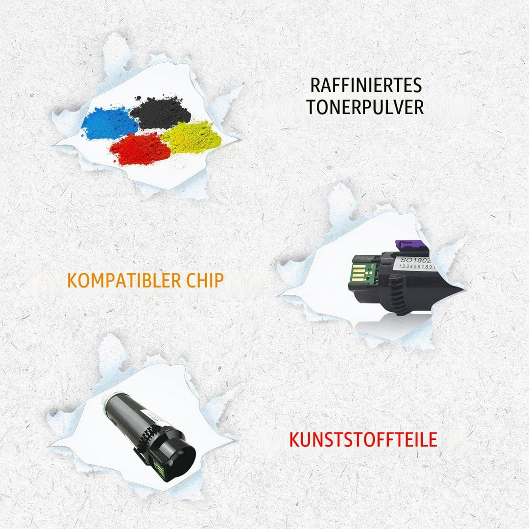 Kompatible Tonerkartuschen 4 Farben 6510 6515【Extra High Yield】 5500 Seiten BK 4300 Seiten C M Y für
